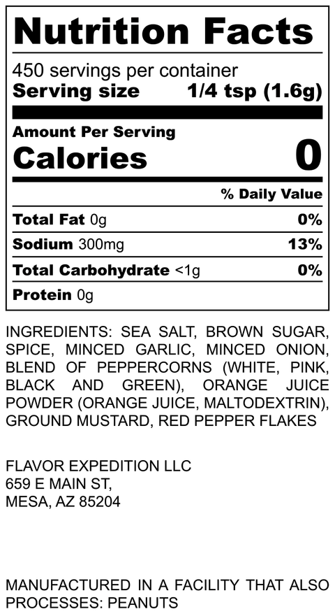 Flavor Expedition Co. Bird is the Word - Thanksgiving Turkey Brine Nutrition Information