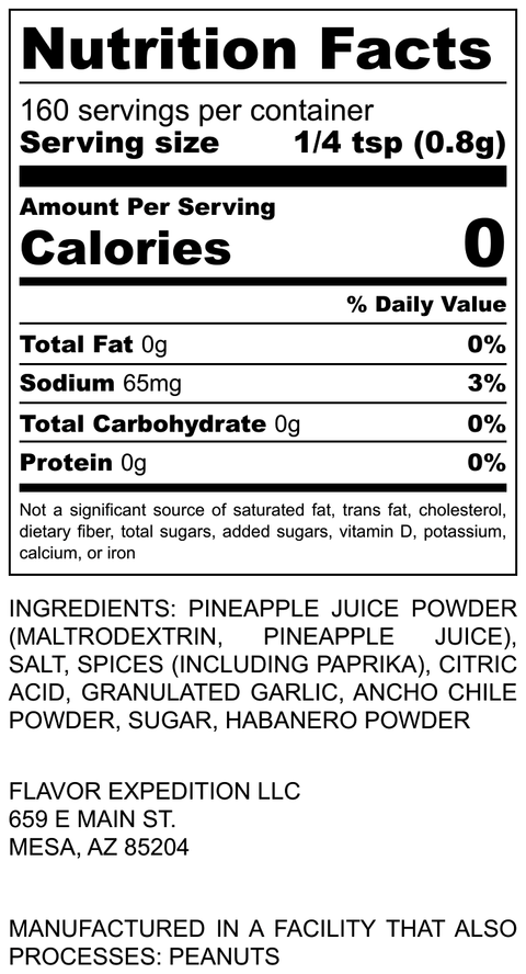 Flavor Expedition Co. Island Sunrise Nutrition Facts