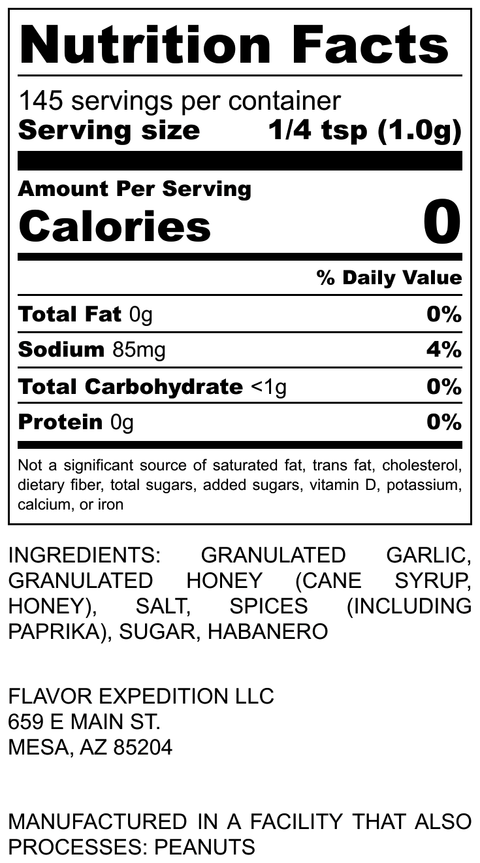 Flavor Expedition Co. Volcanic Sunset Nutrition Facts