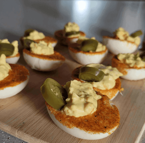 Spicy Mustard Deviled Eggs with a Kick