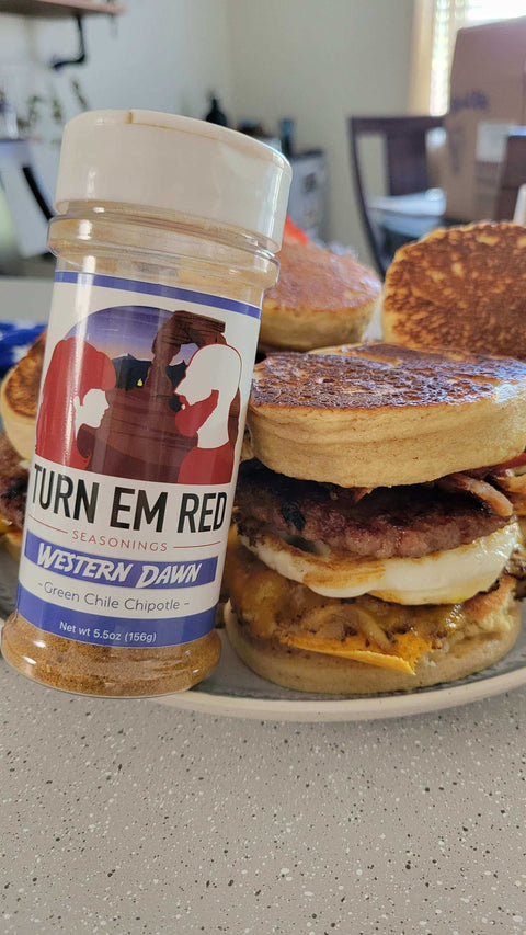 The All-American Stack Attack (Breakfast Sandwich Edition) featuring bacon and chipotle seasoning.