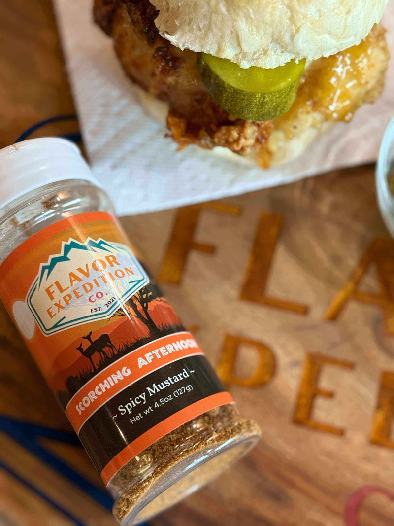 Nashville Hot Chicken Sandwich featuring Flavor Expedition Co.'s Spicy Mustard from the Scorching Afternoon seasoning.