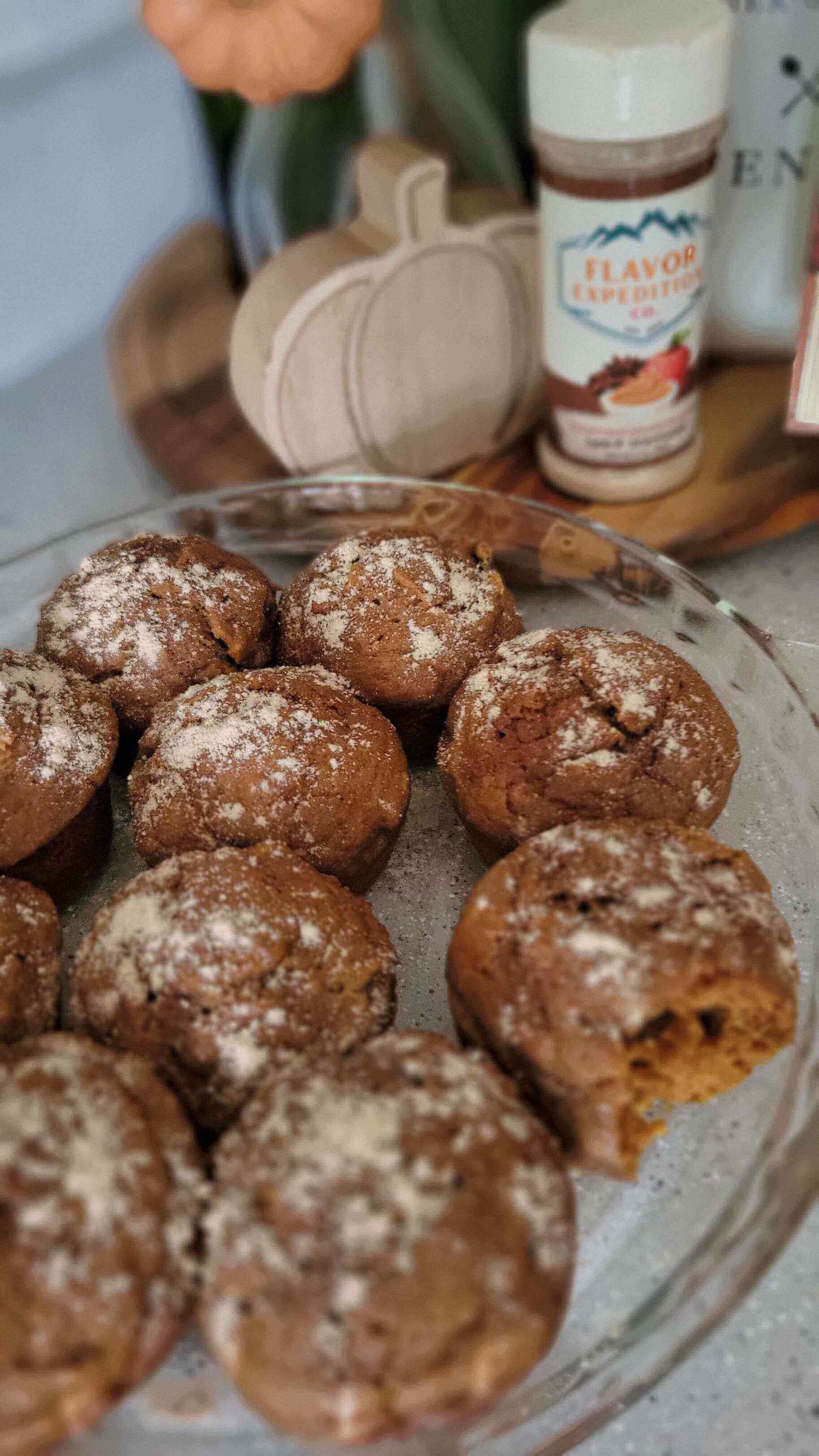 Old Salem Pumpkin Muffins fresh out of the oven, topped with a sweet-salty crunch and ready to enjoy.