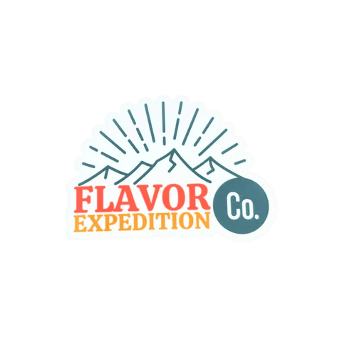 Sunburst Sticker featuring bold mountain peaks and vibrant sun rays, perfect for adventurers and weatherproof gear!