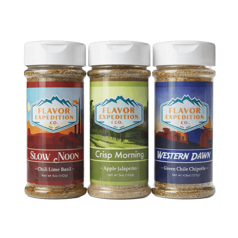 Southwest Vibes seasoning pack featuring Slow Noon, Crisp Morning, and Western Dawn spices.
