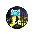 Twilight Journey Sticker featuring a hiker silhouette against a vibrant twilight sky, perfect weatherproof sticker for adventures.