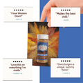 Western Dawn seasoning bottle with customer reviews on a colorful background
