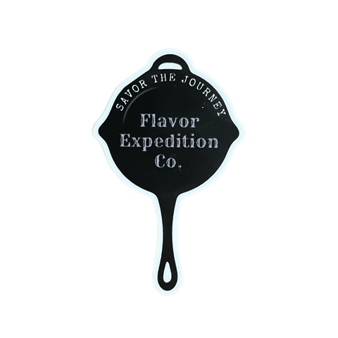 Cast Iron Sticker showcasing 'Savor the Journey' message, perfect weatherproof sticker for adventurous souls.