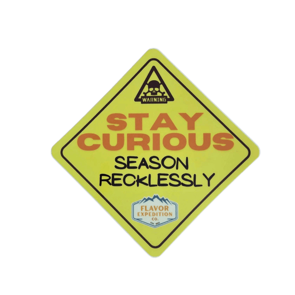Season Recklessly Sticker for bold culinary statements, weatherproof design perfect for outdoor adventures.