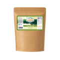 Kraft paper packaging with a green label on a white background