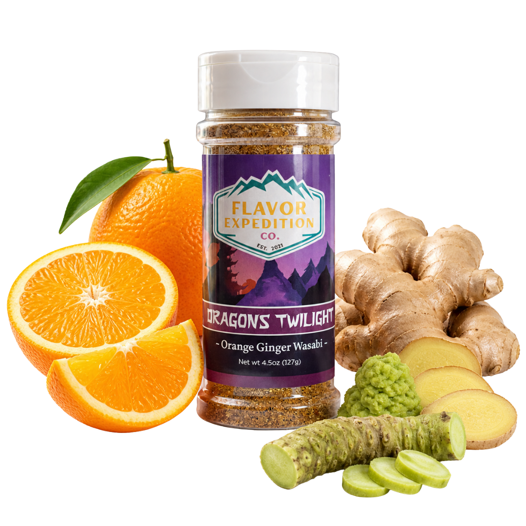 Orange Ginger Wasabi Seasoning - Dragons Twilight with fresh oranges, ginger, and wasabi root. [pack-1]