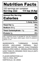 Nutrition facts label for Brown Sugar & Coffee Rub - Hazy Midnight with ingredients and serving information.