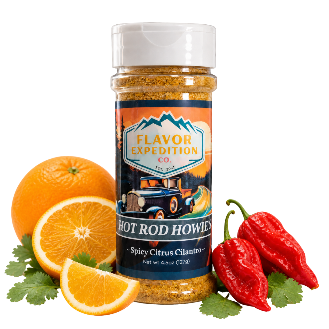 Spicy Citrus Cilantro Seasoning by Hot Rod Howie's with oranges, cilantro, and ghost peppers. [pack-1]