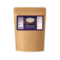 Kraft paper packaging with a purple label on a white background