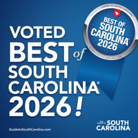 Voted Best of South Carolina 2026 award badge on a blue background.