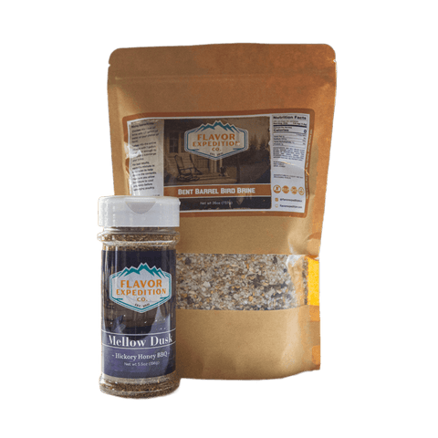 Turkey Seasoning and Brine - Bird is the Word Pack with Bent Barrel Bird Brine and Mellow Dusk BBQ seasoning.