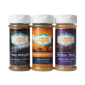 BBQ Essentials seasoning pack featuring Hazy Midnight, Scorching Afternoon, and Mellow Dusk spices in jars.