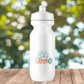 Flavor Expedition Co. "Sunburst" Weatherproof Sticker on water bottle